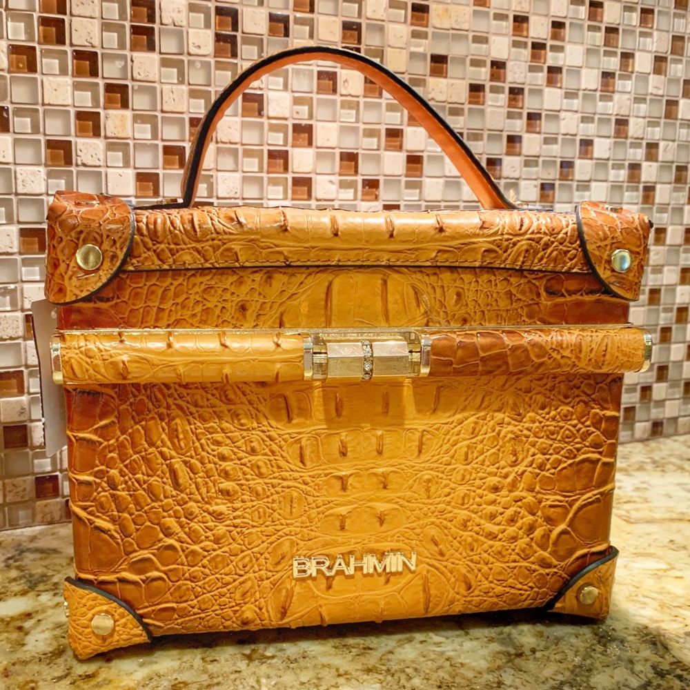 Square Brahmin Handbag light brown/gold accent